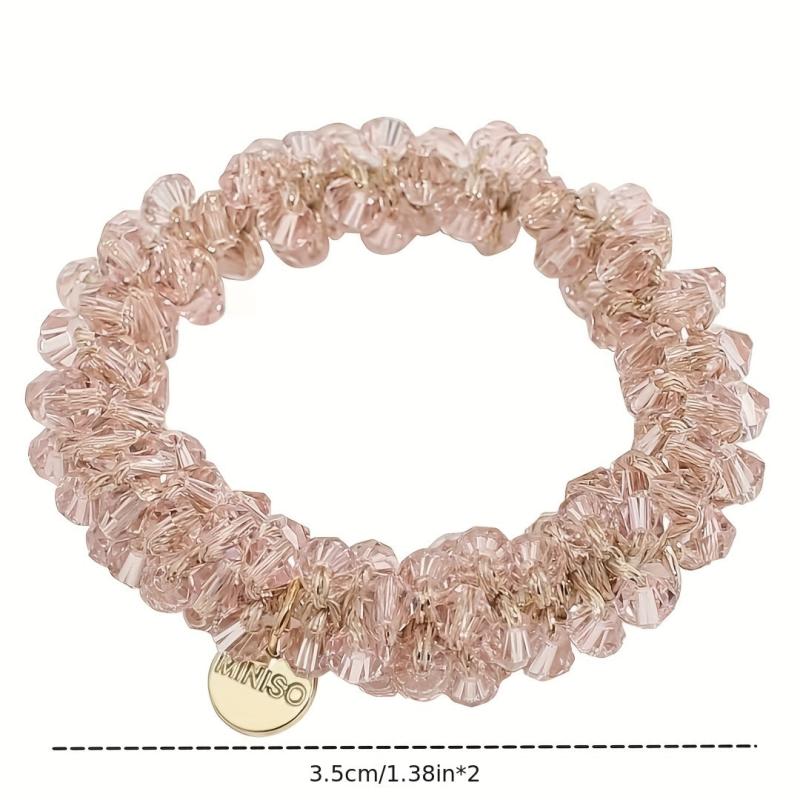 Glitter Acrylic Beaded Hair Tie Seamless Hair Rope Ponytail Holder
