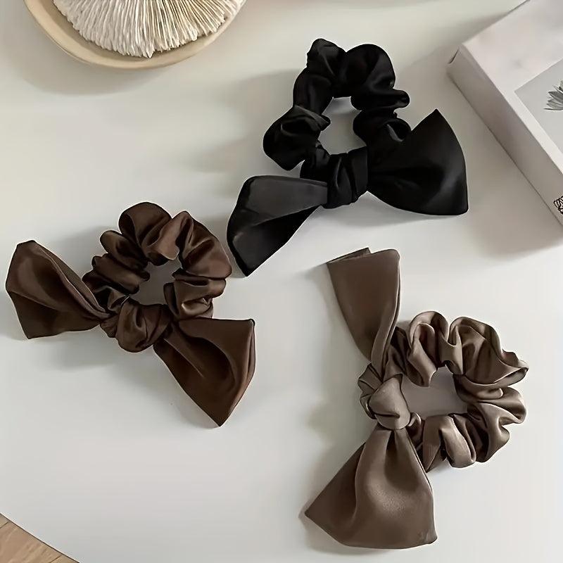 3pcs Satin Bow Scrunchies Hair Tie Style Hair Rope Girls Accessories