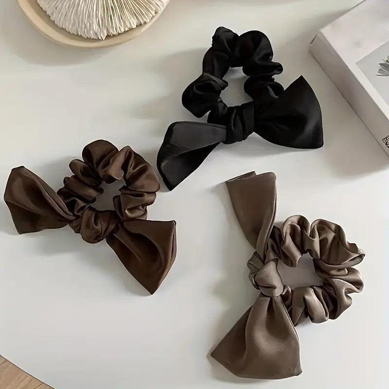 3pcs Satin Bow Scrunchies Hair Tie Style Hair Rope Girls Accessories
