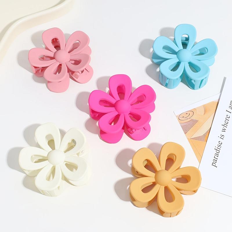 Matte Flower Hair Claw Clip Non Slip Strong Hold Grip Hair Jaw Clip