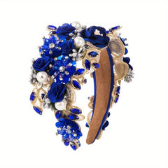 Baroque Style Rhinestone Faux Pearl Hair Hoop Wide Headband
