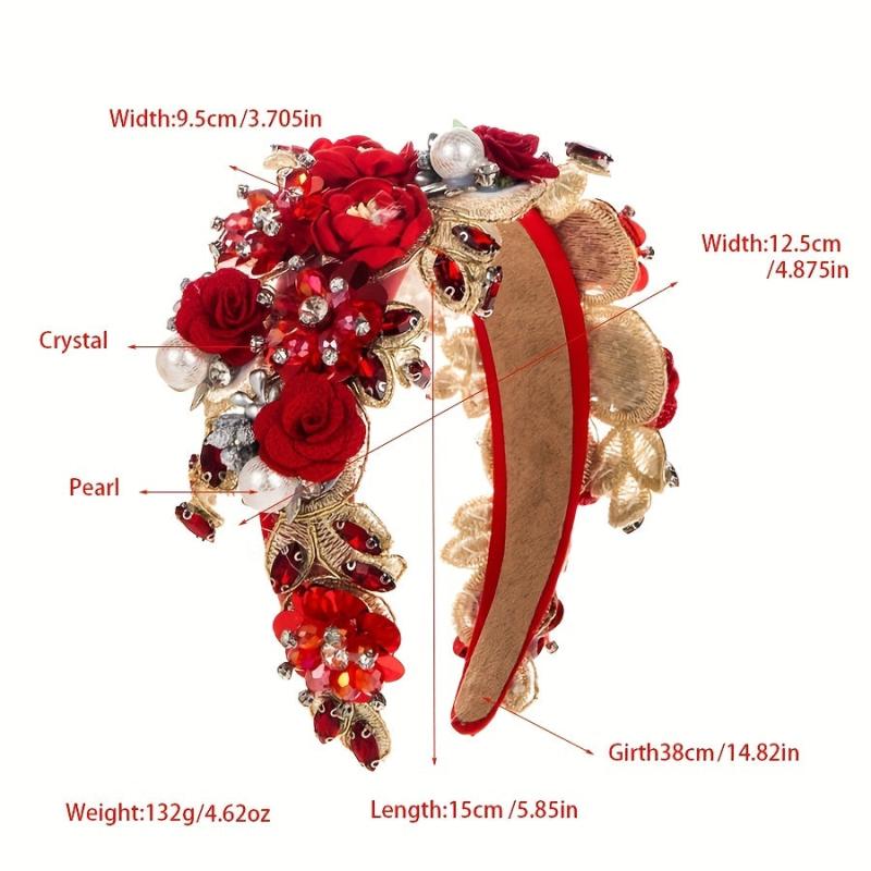 Baroque Style Rhinestone Faux Pearl Hair Hoop Wide Headband