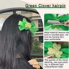 St Patrick's Bow Knot Hair Clip Faux Pearl Duck Billed Clip
