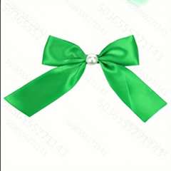 St Patrick's Bow Knot Hair Clip Faux Pearl Duck Billed Clip