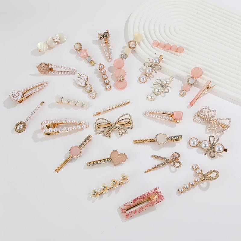 Pearls Hair Clips Barrettes Macaroon Hairpins for Women