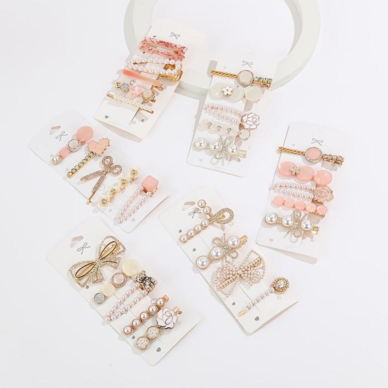 Pearls Hair Clips Barrettes Macaroon Hairpins for Women