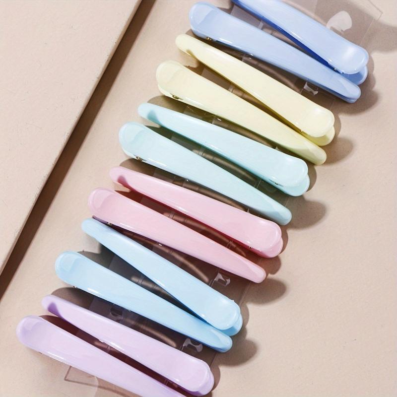 12PCS Classic Glossy Hair Clip Duck Billed Clip Solid Hair Accessories Female