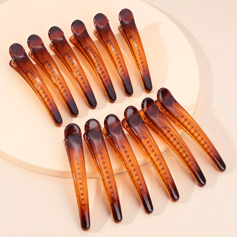 12PCS Classic Glossy Hair Clip Duck Billed Clip Solid Hair Accessories Female