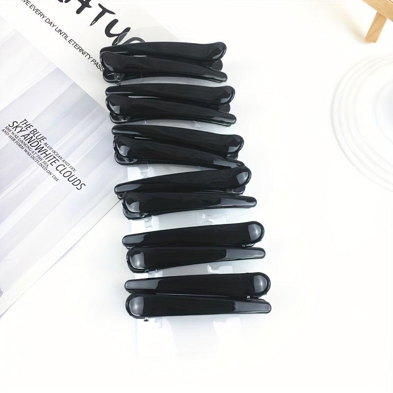 12PCS Classic Glossy Hair Clip Duck Billed Clip Solid Hair Accessories Female
