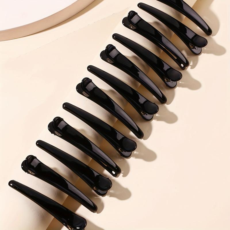 12PCS Classic Glossy Hair Clip Duck Billed Clip Solid Hair Accessories Female