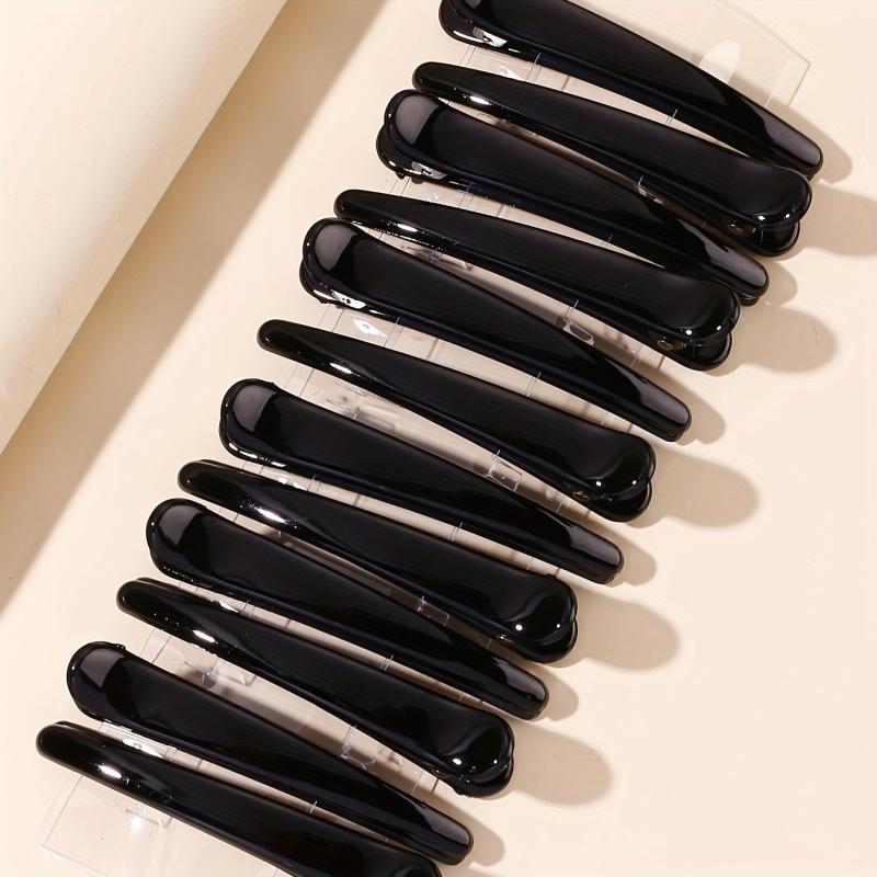 12PCS Classic Glossy Hair Clip Duck Billed Clip Solid Hair Accessories Female