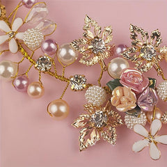Faux Pearl Rhinestone Wedding Headdress Set Headband Bridal Headband