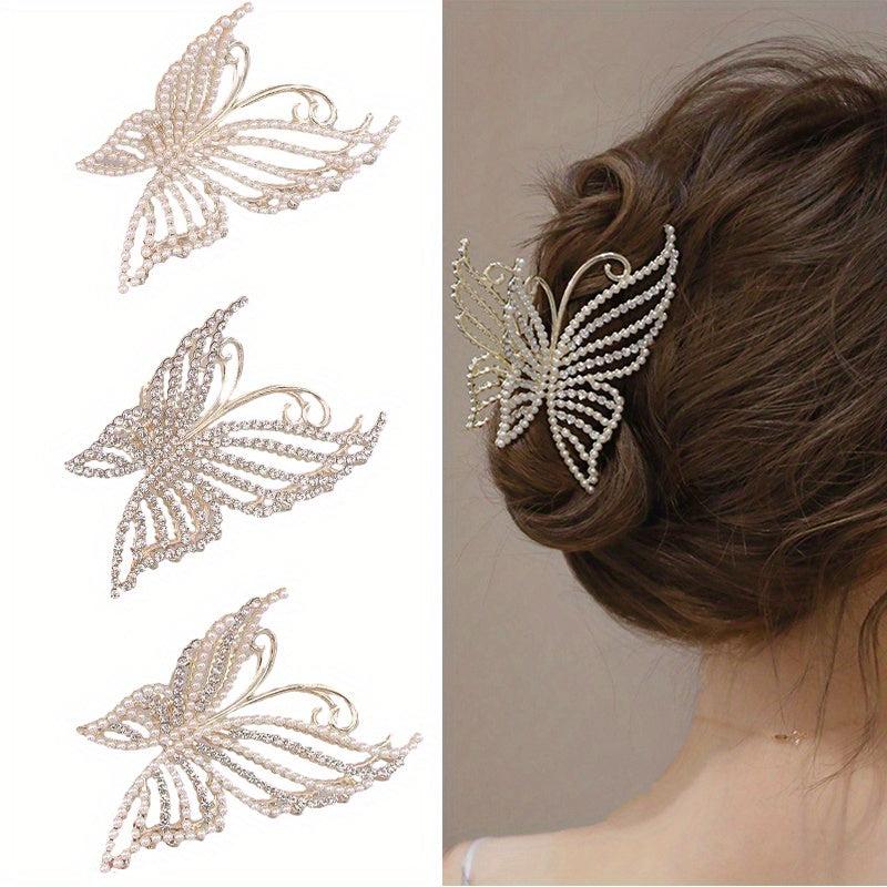3pcs Pearl Butterfly Hair Clip for Women
