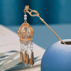 Luminous Lantern Tassel Hair Pin Vintage Bun Holder Headwear Cheongsam Accessory