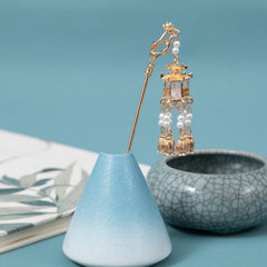 Luminous Lantern Tassel Hair Pin Vintage Bun Holder Headwear Cheongsam Accessory