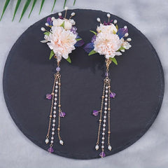 Floral Hair Clip Set Pearl Pendant Accessories