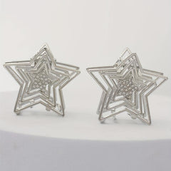 2pcs Silvery Star Shaped Hair Claw Metal Rhinestone Holder