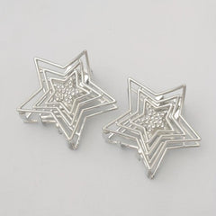 2pcs Silvery Star Shaped Hair Claw Metal Rhinestone Holder
