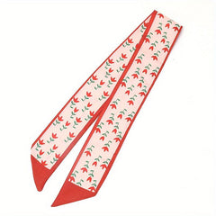 Silky Scarf Headband Retro Hair Tie Flower Pattern Hair Tie Ribbon Hair Accessor