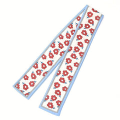 Silky Scarf Headband Retro Hair Tie Flower Pattern Hair Tie Ribbon Hair Accessor
