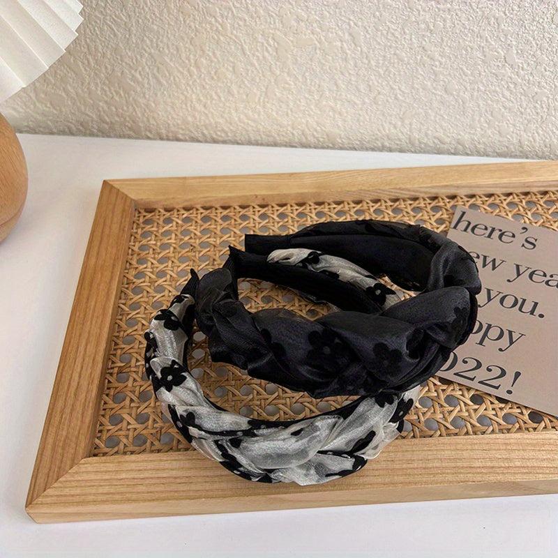 Braided Organza Hair Band Flower Pattern Headband Vintage Headdress Women Girls