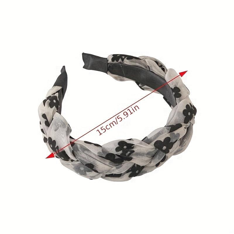 Braided Organza Hair Band Flower Pattern Headband Vintage Headdress Women Girls
