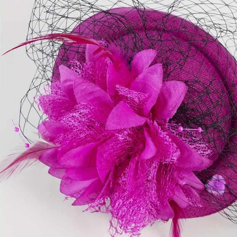 Women Flower Mesh Veil Clip, Derbyhat Church Hat