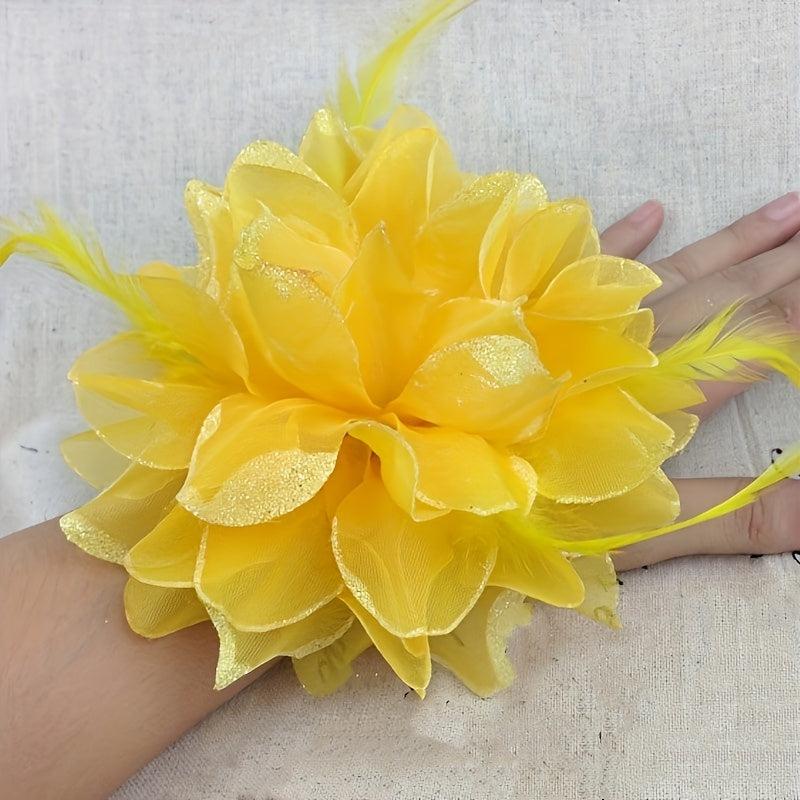 1 Pc Flower Hair Accessories For Bride Wristband Feather Hairpin Women Girls