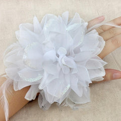 1 Pc Flower Hair Accessories For Bride Wristband Feather Hairpin Women Girls