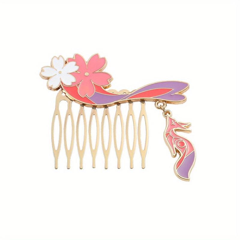 Chinese Style Enamel Hair Comb Clip Barrette Updoit Hairpin
