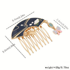Chinese Style Enamel Hair Comb Clip Barrette Updoit Hairpin