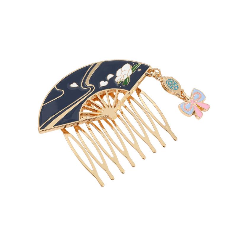 Chinese Style Enamel Hair Comb Clip Barrette Updoit Hairpin