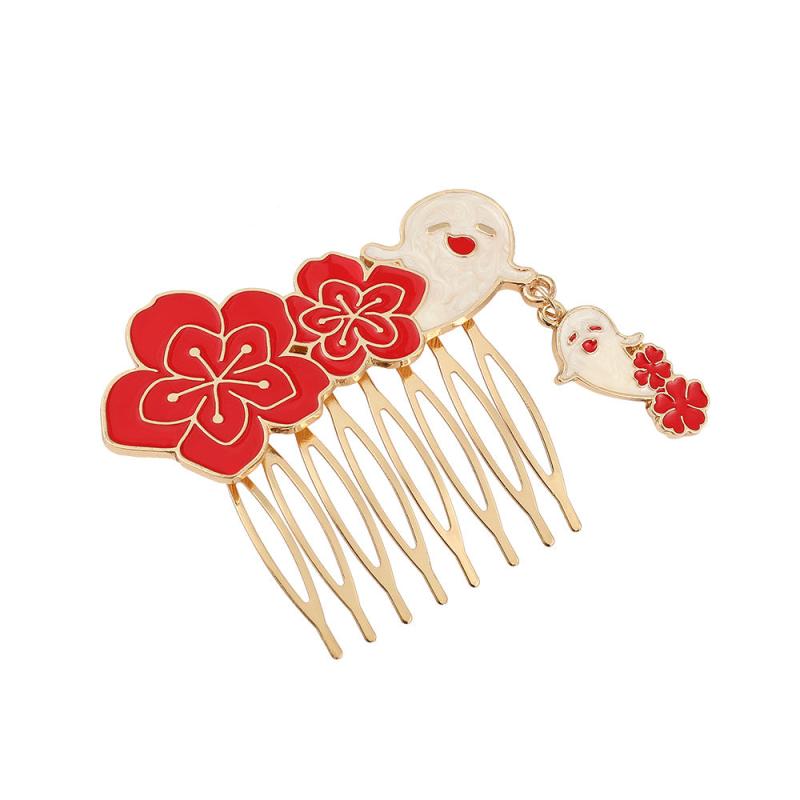 Chinese Style Enamel Hair Comb Clip Barrette Updoit Hairpin