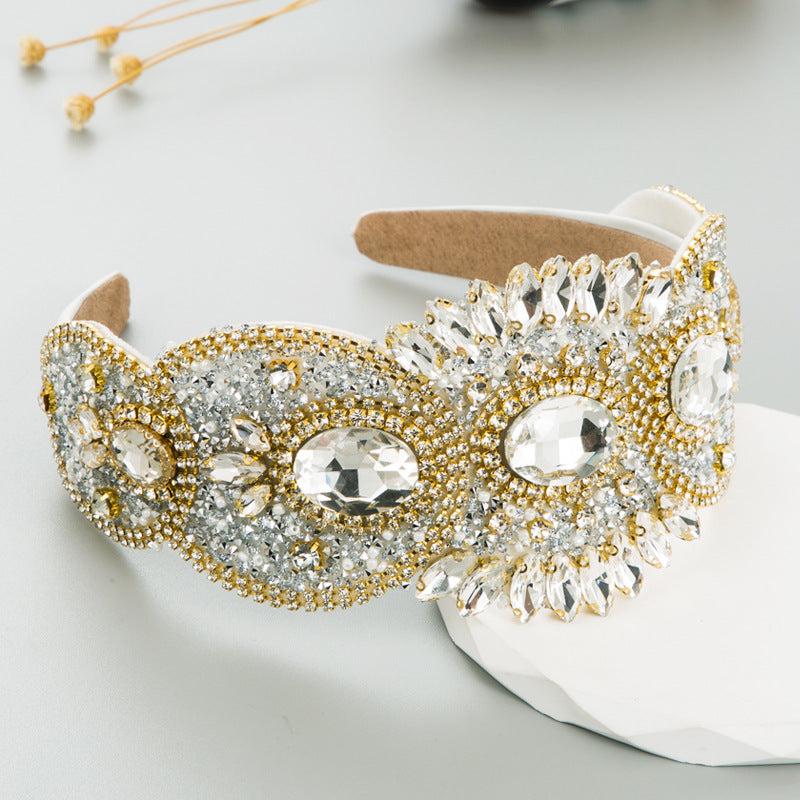 Baroque Rhinestone Beaded Headband Wide Brim Headband