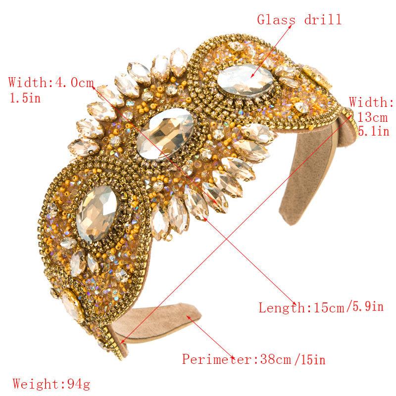 Baroque Rhinestone Beaded Headband Wide Brim Headband
