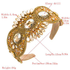 Baroque Rhinestone Beaded Headband Wide Brim Headband