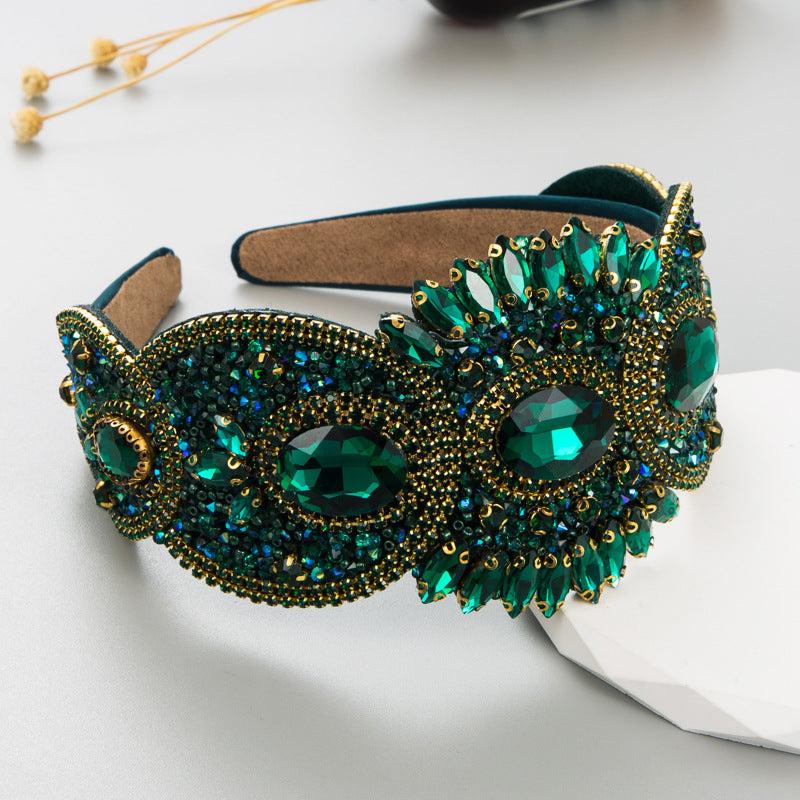 Baroque Rhinestone Beaded Headband Wide Brim Headband