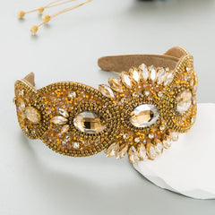 Baroque Rhinestone Beaded Headband Wide Brim Headband