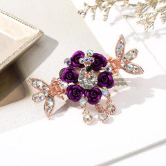 Rose Rhinestone Tassel Hair Clip Mixed Colors Girls Hairpins Clamps Crab