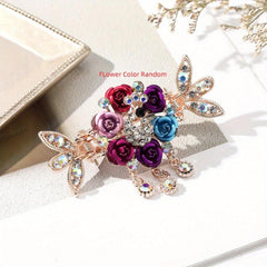 Rose Rhinestone Tassel Hair Clip Mixed Colors Girls Hairpins Clamps Crab