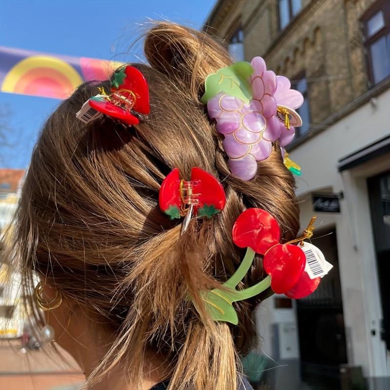 Acetate Hair Claw Fruit Ponytail Holder Hair Clip for Women Girls