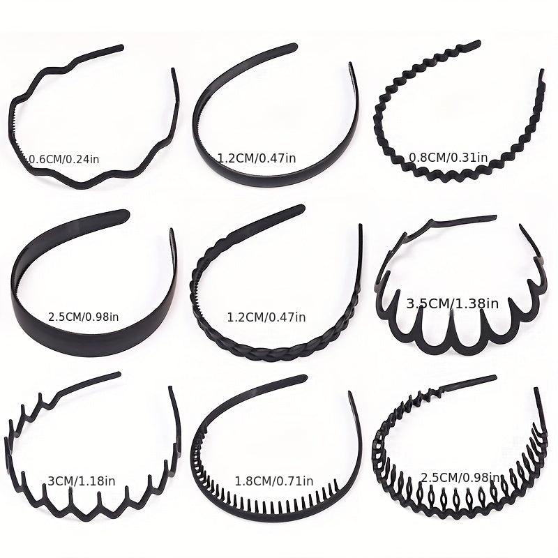 9pcs Frosted Headband Style Wavy Head Hoop Women's Hair Accessories