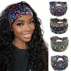 Boho Sports Sweatband Women Stretchy Headdress