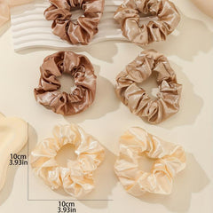 6pcs Soft Style Satin Scrunchies Hair Rope Ponytail Holder Hair Tie