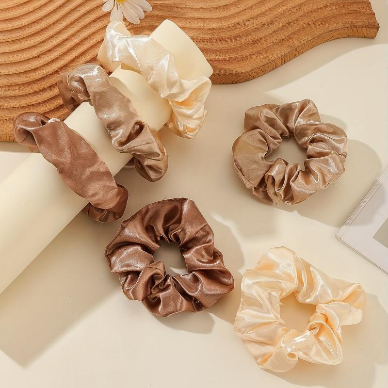 6pcs Soft Style Satin Scrunchies Hair Rope Ponytail Holder Hair Tie