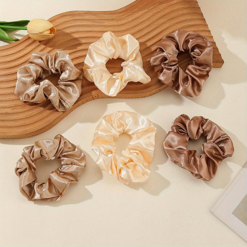 6pcs Soft Style Satin Scrunchies Hair Rope Ponytail Holder Hair Tie