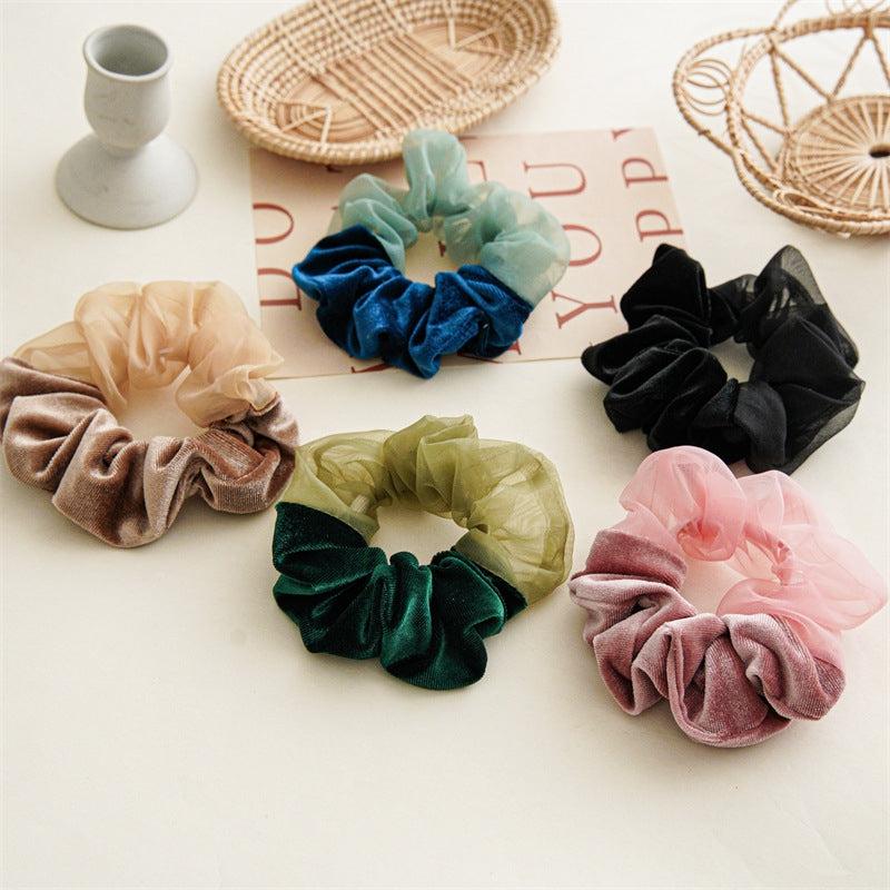 Velvet and Mesh Scrunchie Hair Tie Hair Rope Hair Accessories