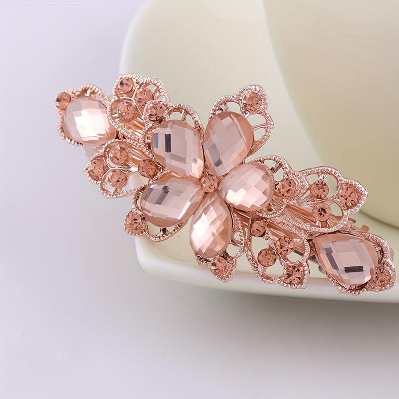 Glitter Crystal Flower Leaf Hair Clip for Women Girls