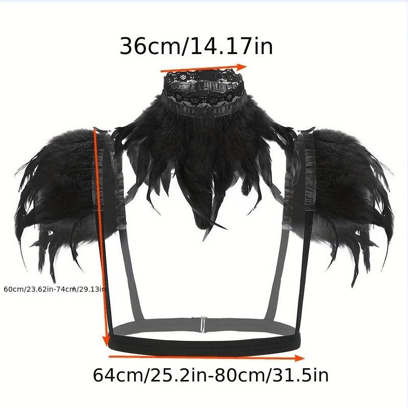 Punk Collar Shoulder Accessories Gothic Feather Belt Shawl Suit