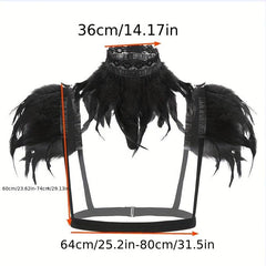 Punk Collar Shoulder Accessories Gothic Feather Belt Shawl Suit